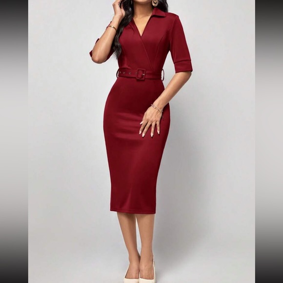 Classic belted bodycon dress - Picture 11 of 16